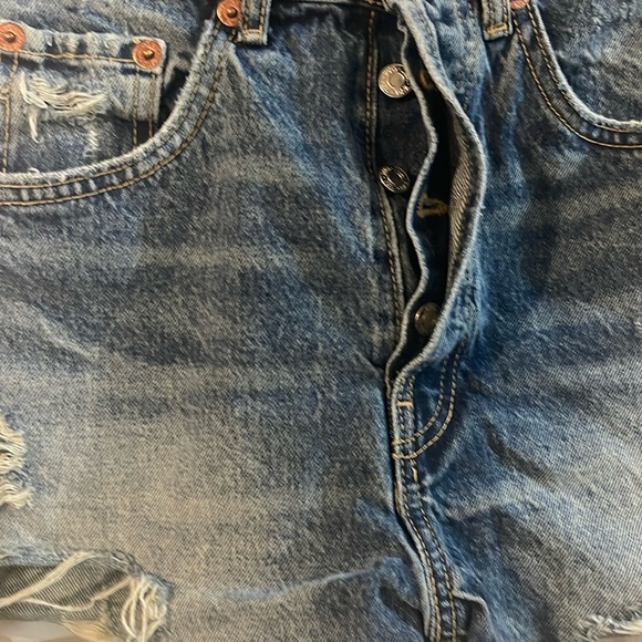 Zara Blue Distressed Jean Shorts - Picture 3 of 7